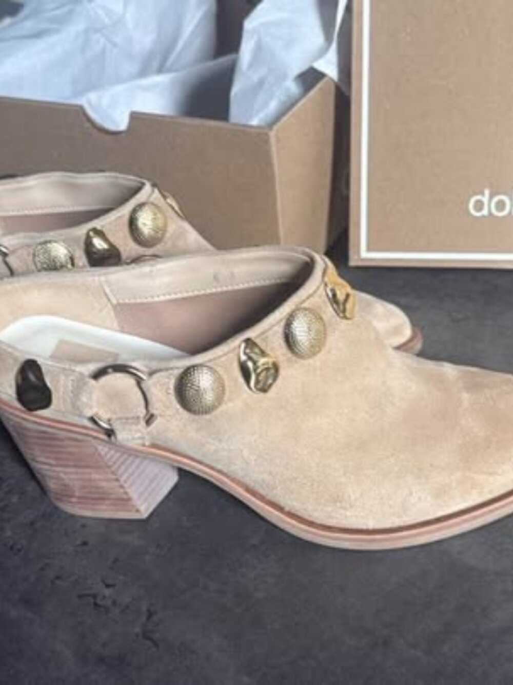 Dolce Vita Kanyon Studded Mule - Dune Suede, Women's 10